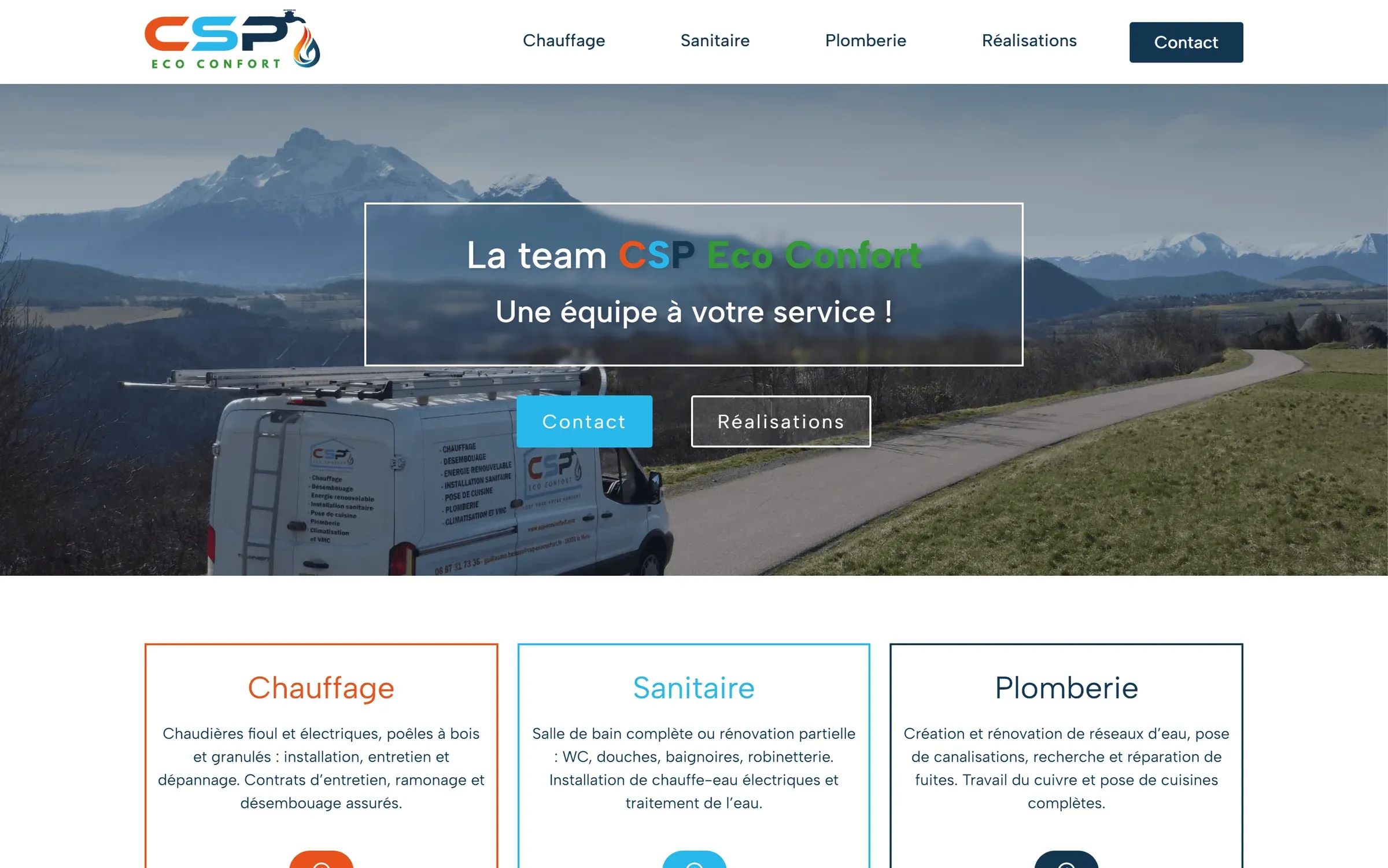 Page d'accueil du nouveau site CSP Éco Confort
