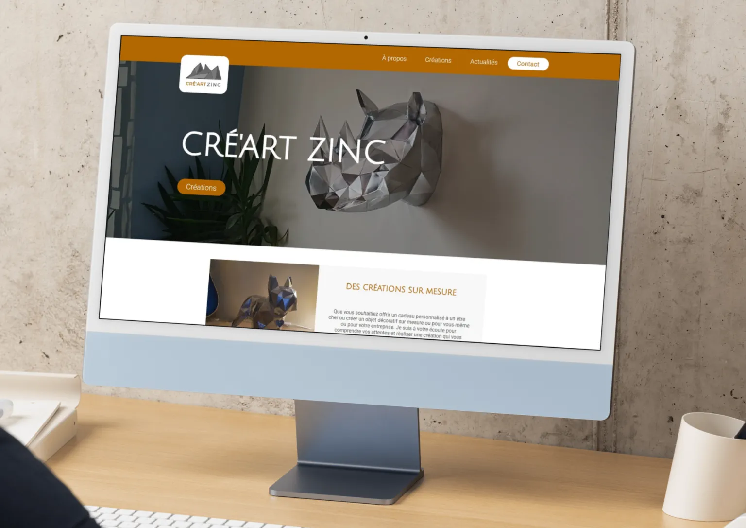 Page d'accueil du site Cré'Art Zinc